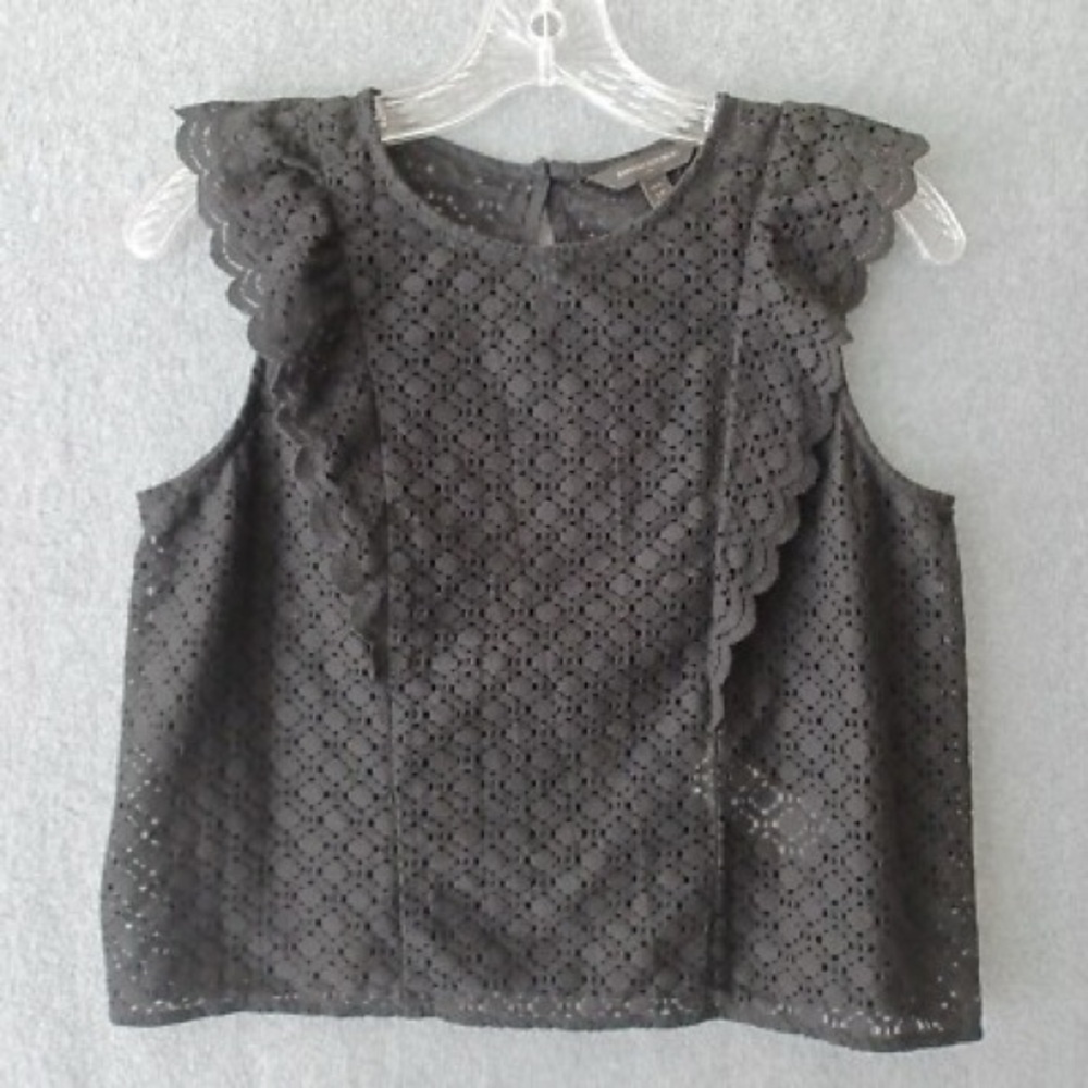 Banana Republic Black Eyelet Ruffle Sleeve Blouse